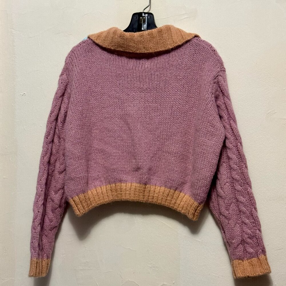 Adorable LUSH pink and orange cropped knit cardigan size M - Picture 5 of 6